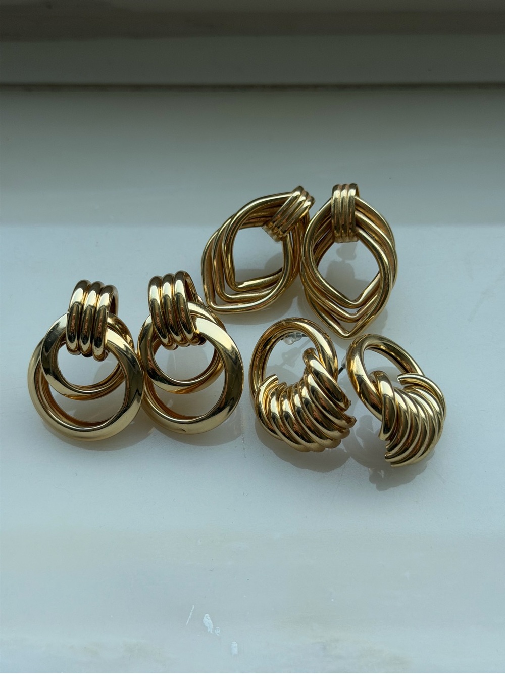 Gold-Tone Interlocking Hoop Earrings Set - Women's Jewelry